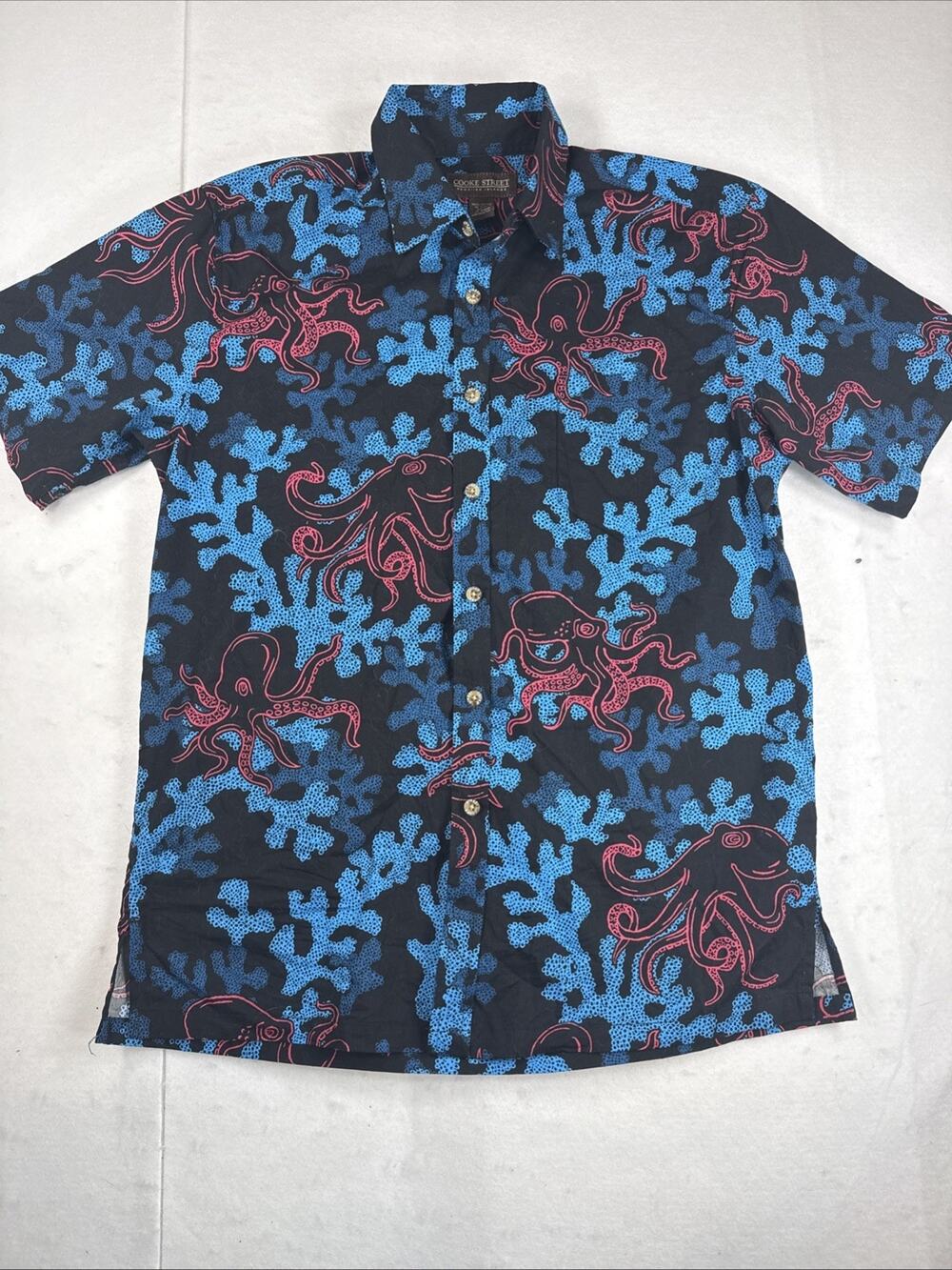 Cooke Street Button Down Shirt Mens S Octopus Coral Reef Hawaiian Paradise Aloha